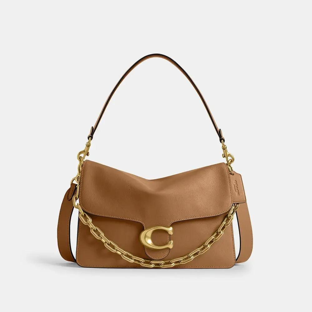 Coach Brown Leather Shoulder Bag with Gold Hardware - Picture 1 of 15